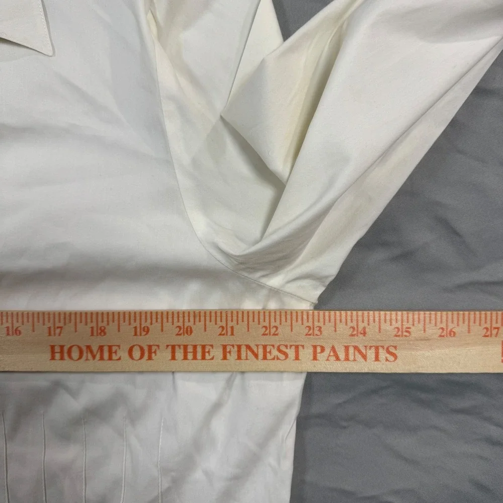 Lafayette 148 New York Womens 16 White Pintuck Button Up Shirt Long Sleeve - Picture 4 of 8